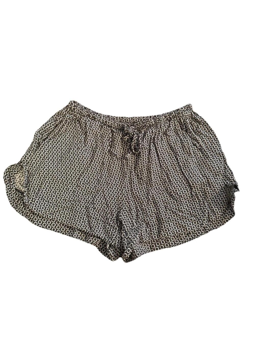 BRANDY MELVILLE WOMEN'S FLORAL PRINT LOUNGE SHORTS BLACK WHITE ONE SIZE